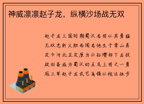 神威凛凛赵子龙，纵横沙场战无双